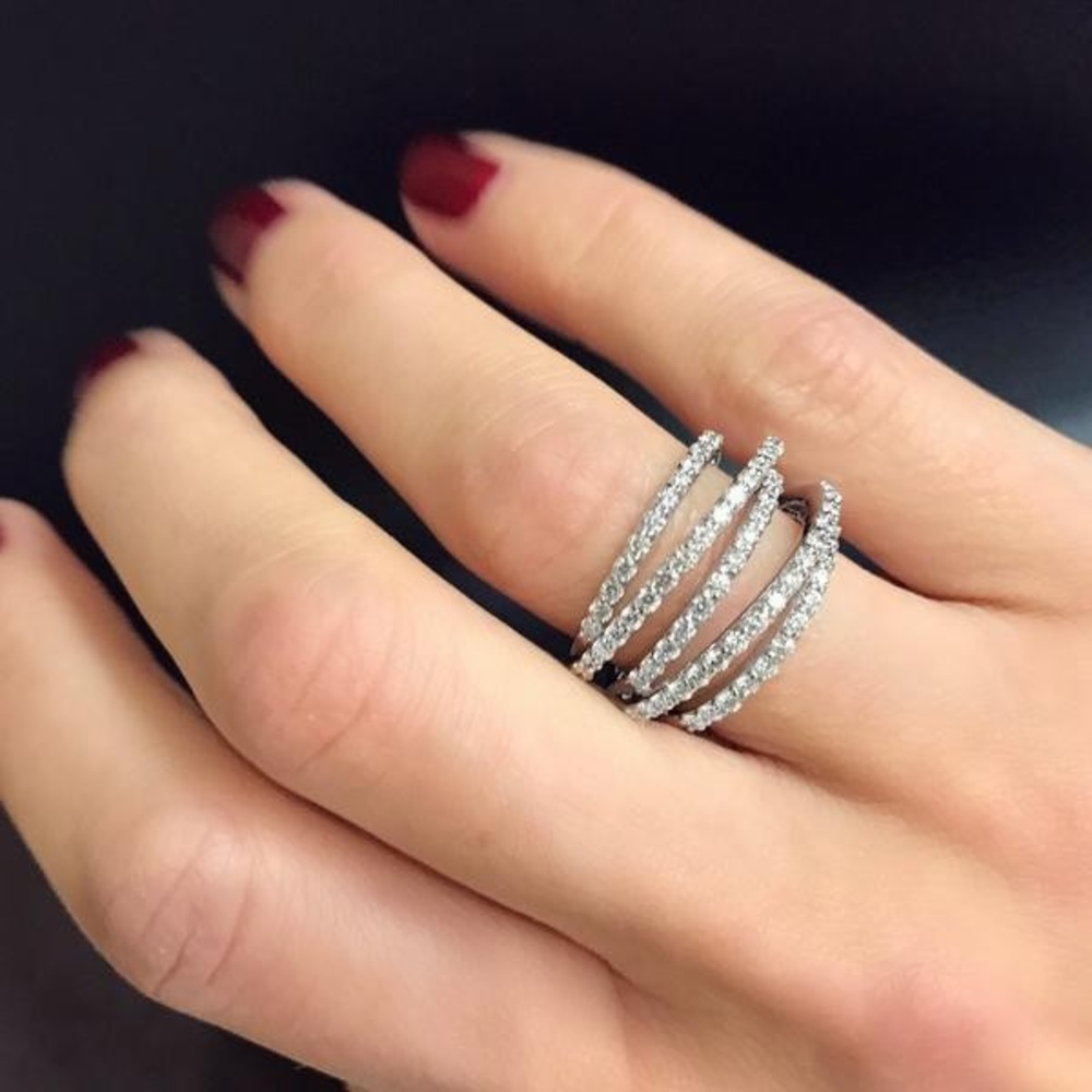 New Cross Lines 925 Stamped Diamond Ring - Picture 3 of 5